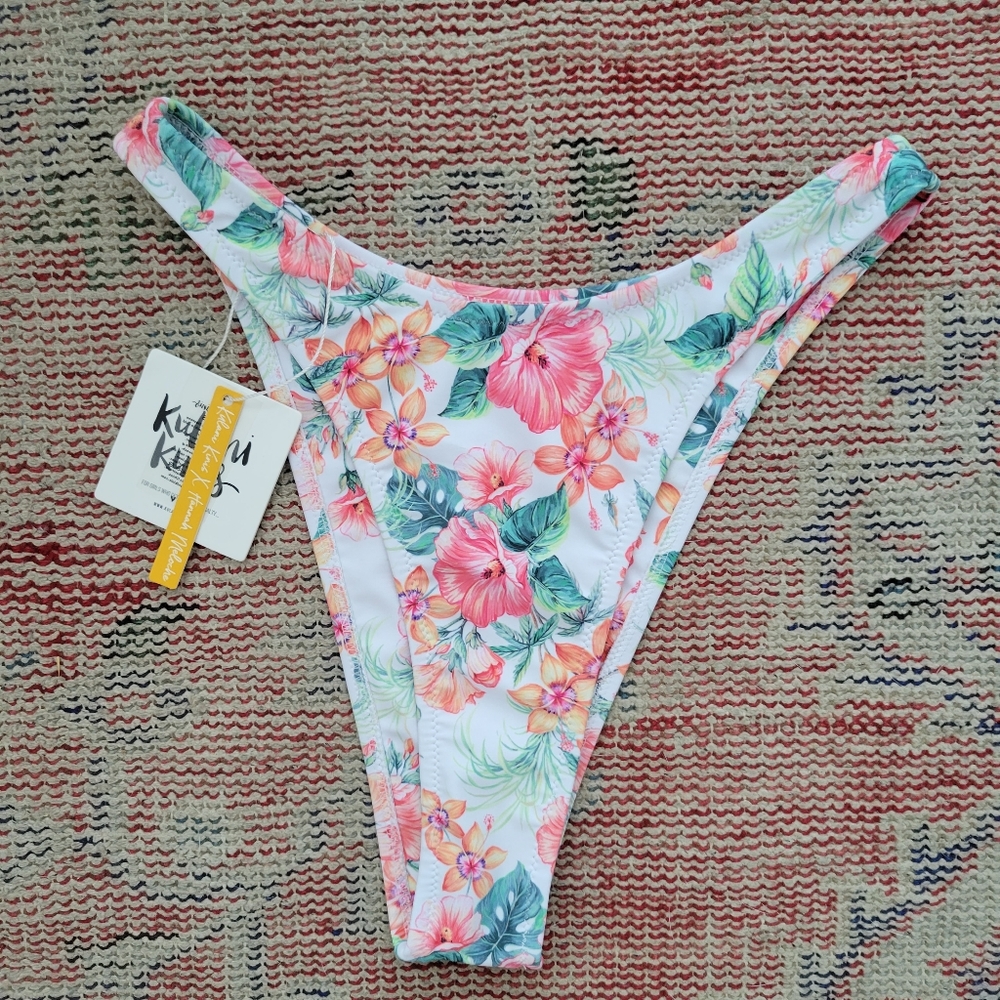 Kulani Kinis Bikini Bottom Brazilian cheeky hi rise high leg tropical nwt s